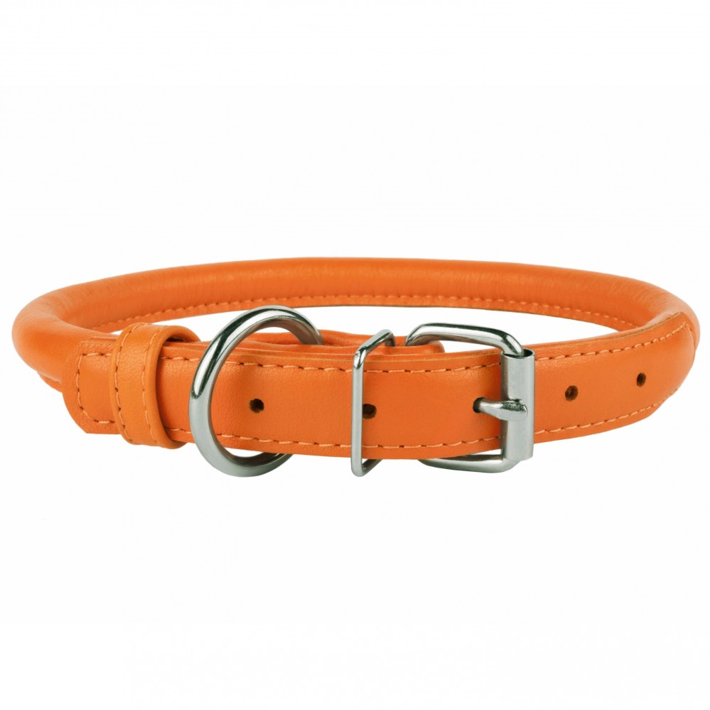 Round-stitched leather collar - COLLAR SOFT - different colours