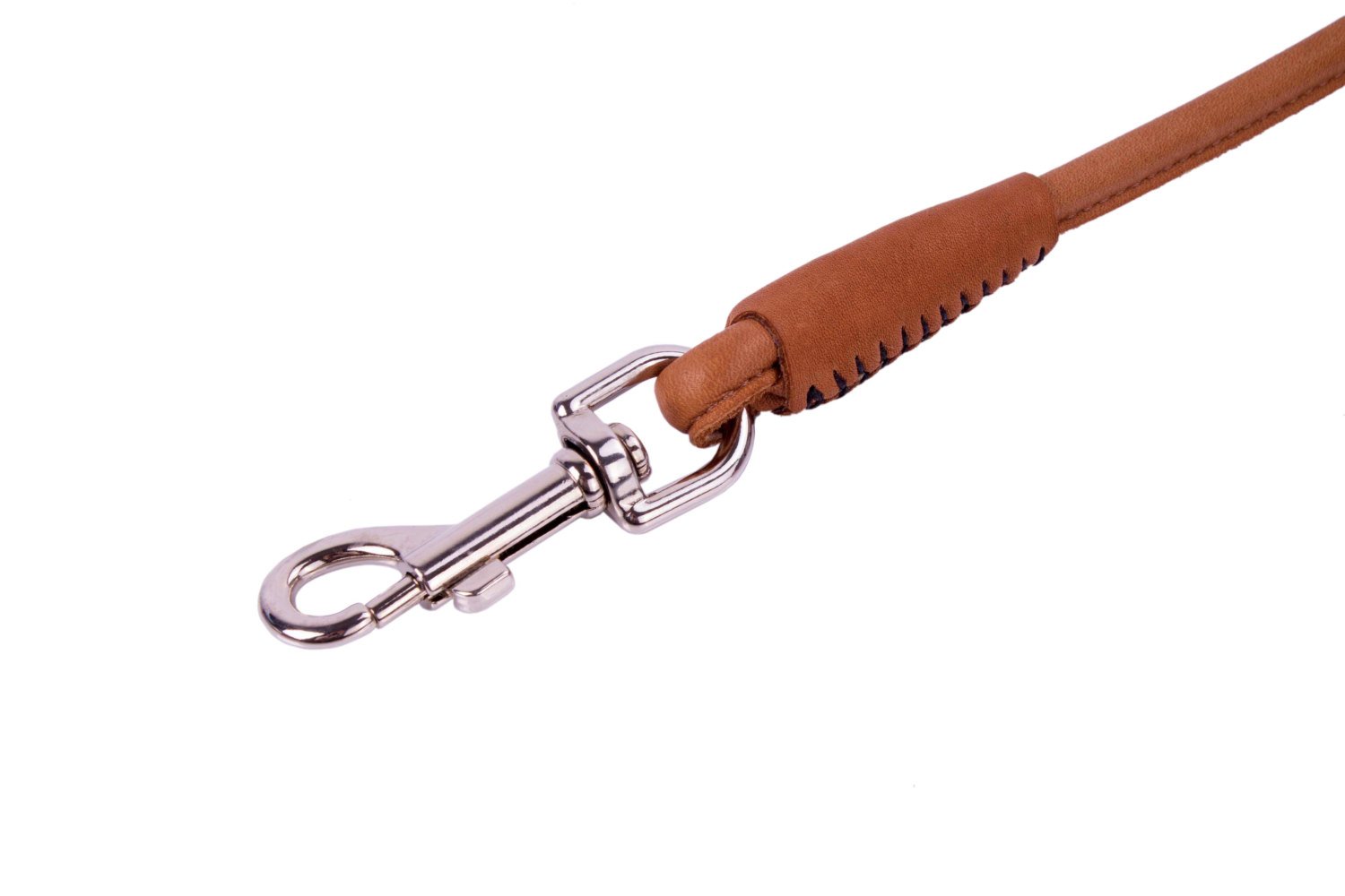 Rondgenaaide lederen hondenriem - COLLAR SOFT - zwart of bruin - 183 cm