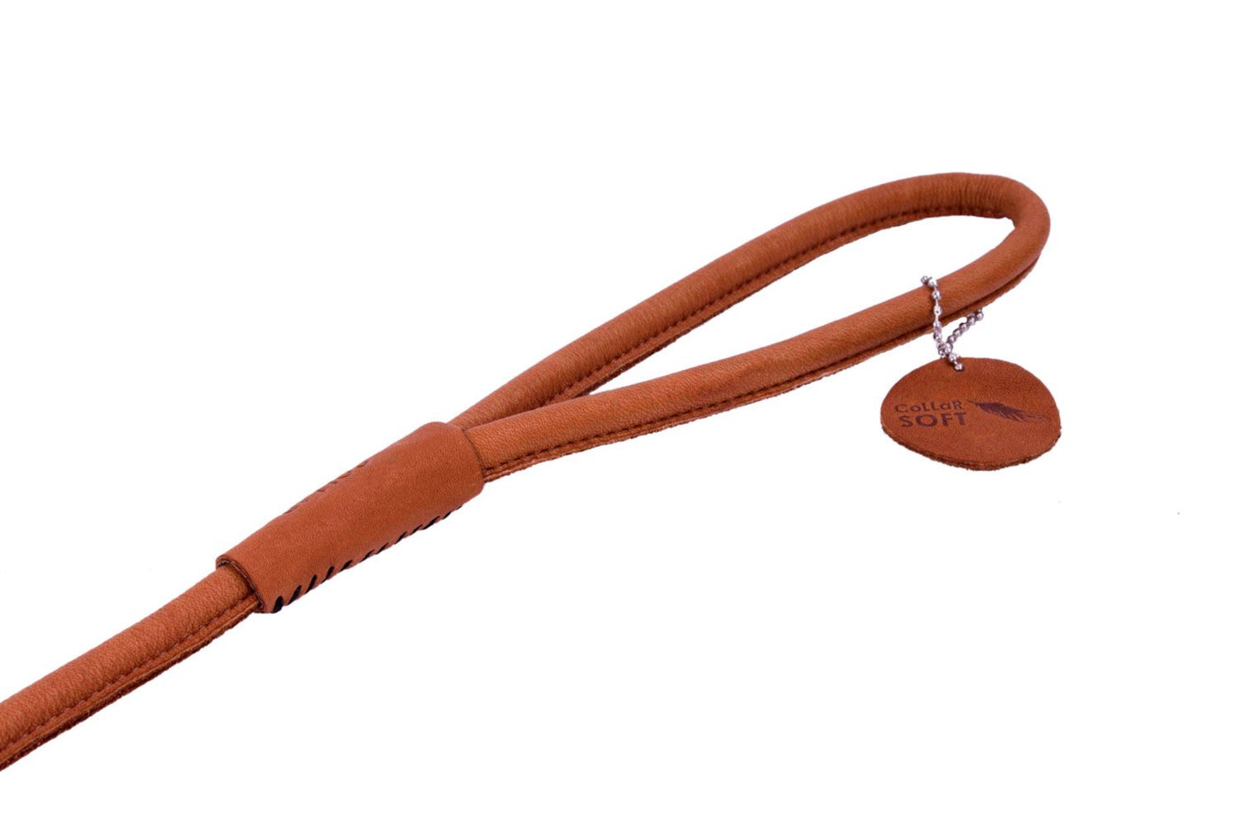 Round-stitched leather dog leash - COLLAR SOFT - black or brown - 122 cm