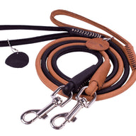 Rondgenaaide lederen hondenriem - COLLAR SOFT - zwart of bruin - 183 cm