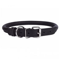 Round-stitched leather collar - COLLAR SOFT - black or brown
