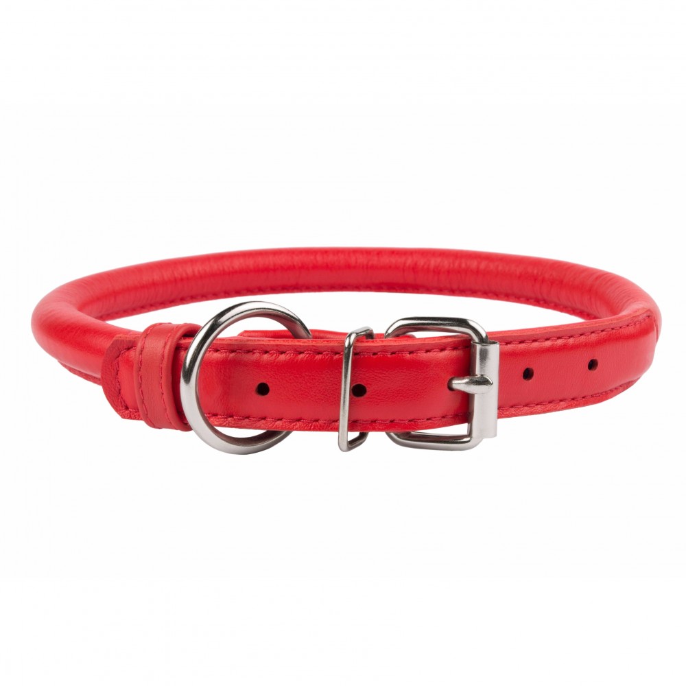 Round-stitched leather collar - COLLAR SOFT - different colours